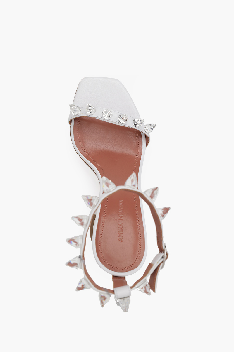 AMINA MUADDI Women Julia Sandal 95mm in White with Spikes 3