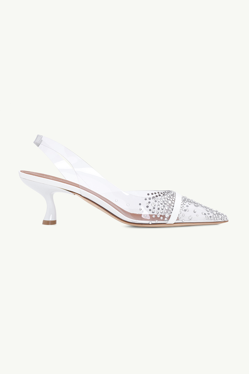 MALONE SOULIERS Juliette Slingback Pumps 45mm in Clear/White 0