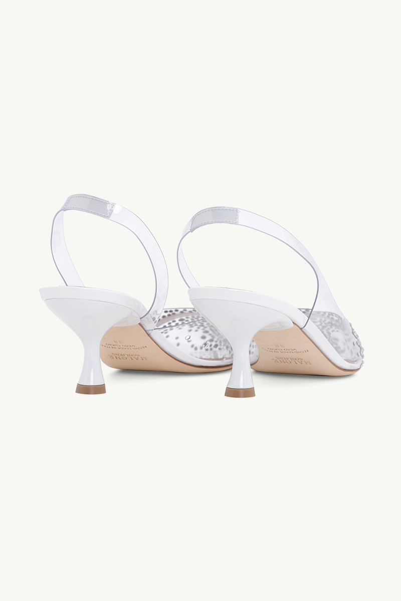 MALONE SOULIERS Juliette Slingback Pumps 45mm in Clear/White 2