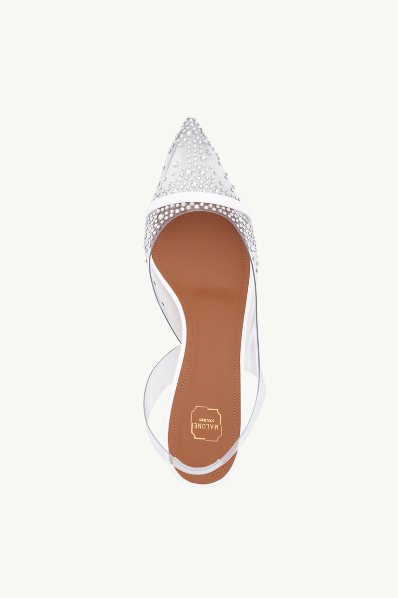 MALONE SOULIERS Juliette Slingback Pumps 45mm in Clear/White 3