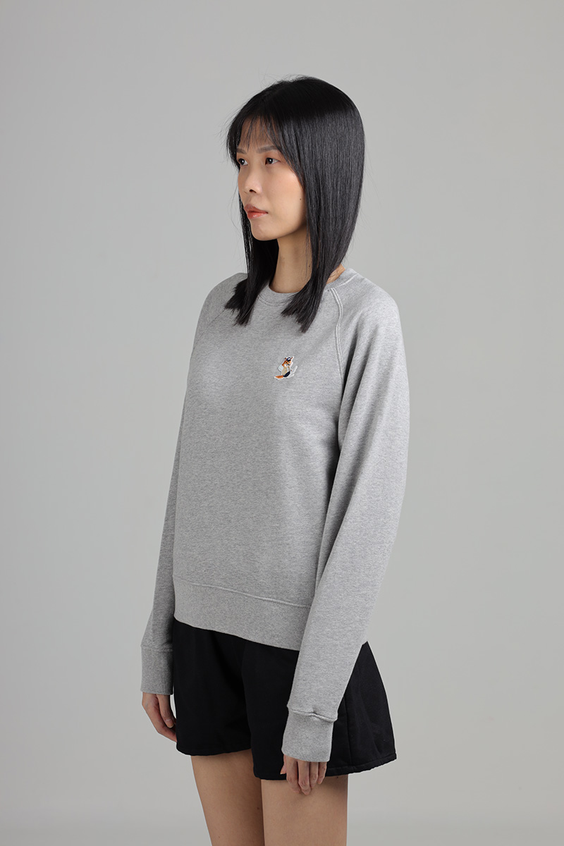 MAISON KITSUNE Women Dressed Fox Patch Adjusted Sweatshirt in Grey Melange 2