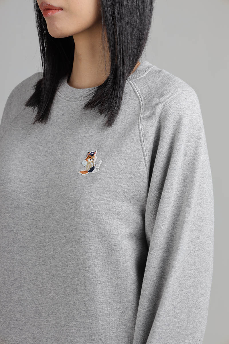 MAISON KITSUNE Women Dressed Fox Patch Adjusted Sweatshirt in Grey Melange 3