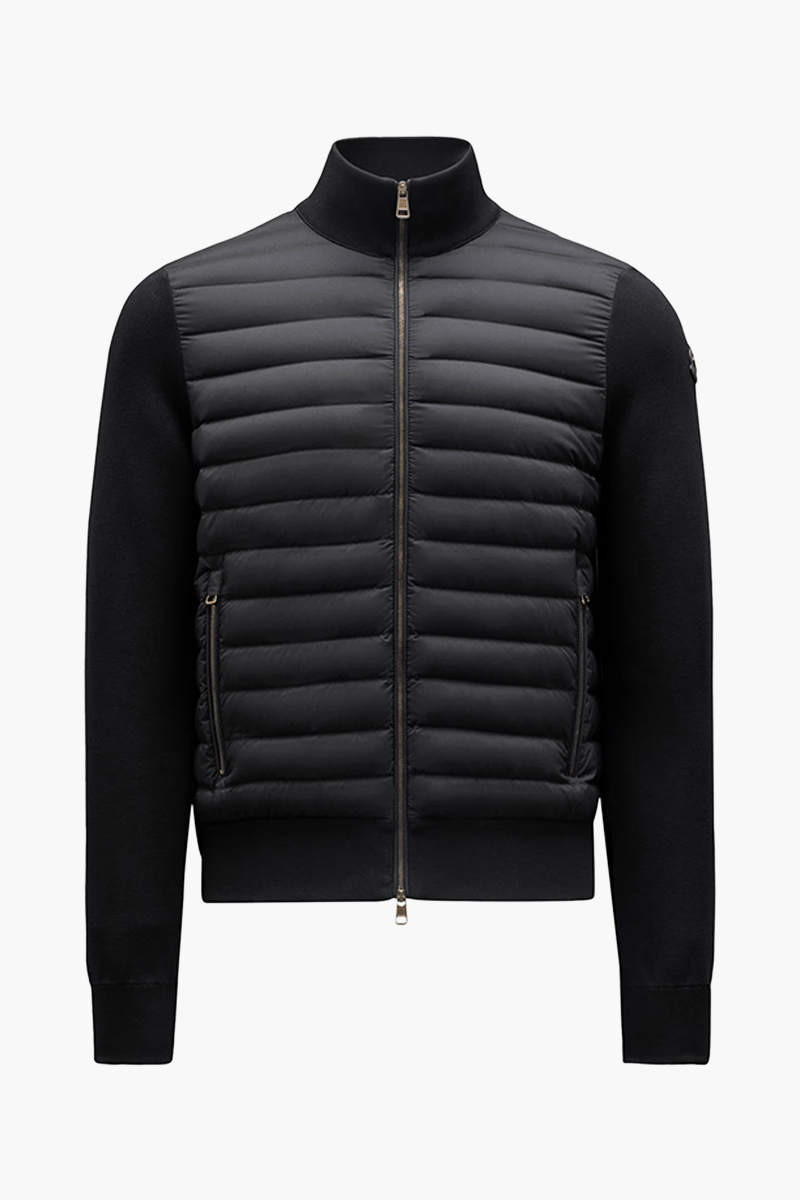 MONCLER Men Padded Crêpe Zip-Up Cardigan in Black Cotton 0