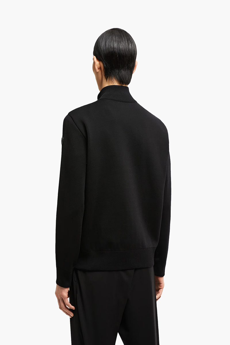 MONCLER Men Padded Crêpe Zip-Up Cardigan in Black Cotton 2