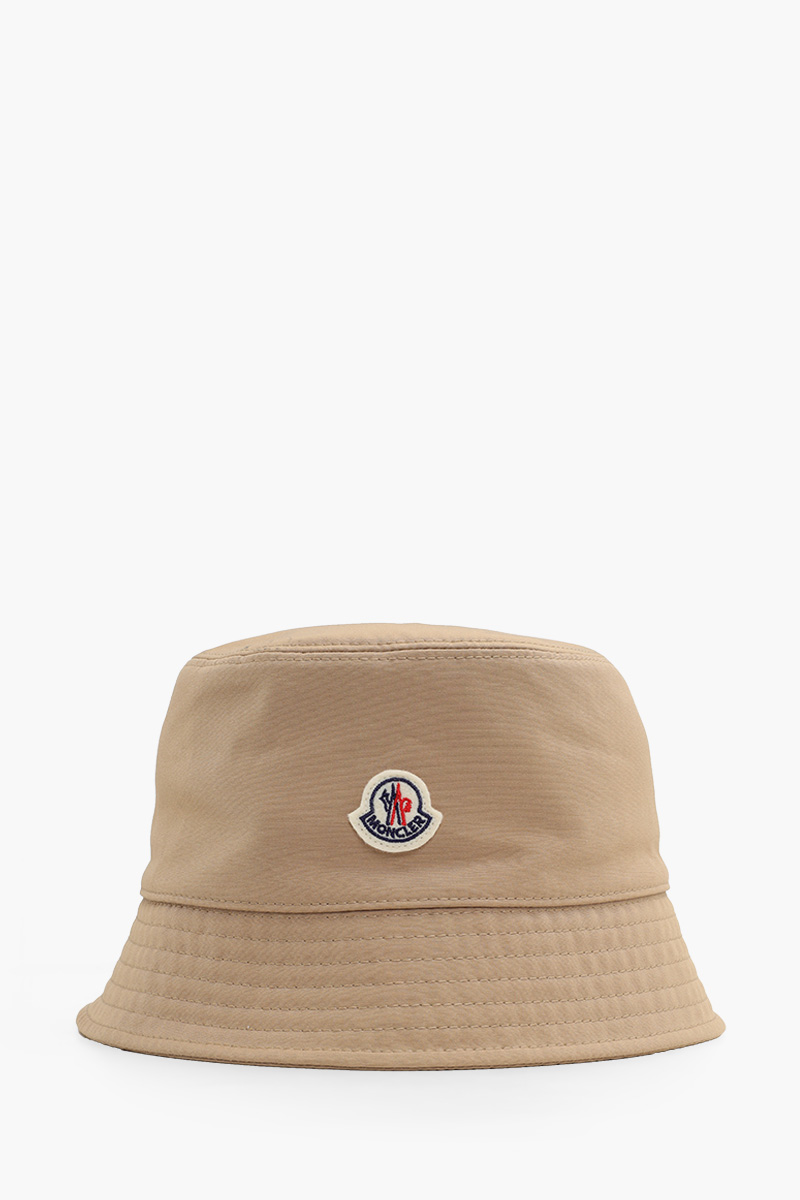 MONCLER Logo Patch Bucket Hat in Beige Nylon 0