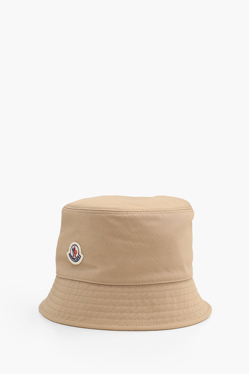 MONCLER Logo Patch Bucket Hat in Beige Nylon 2