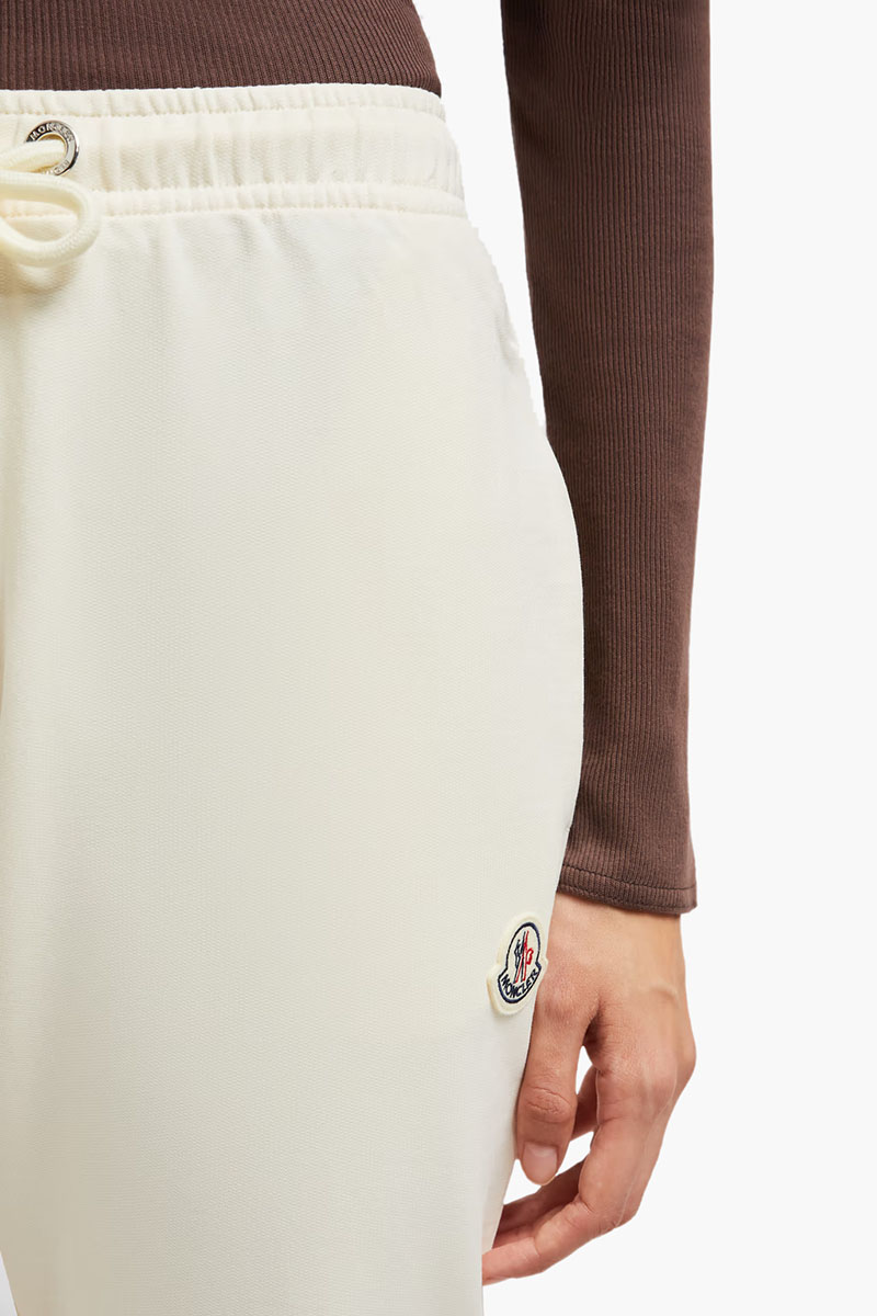 MONCLER Women Logo Patch Trackpants in White Cotton 3