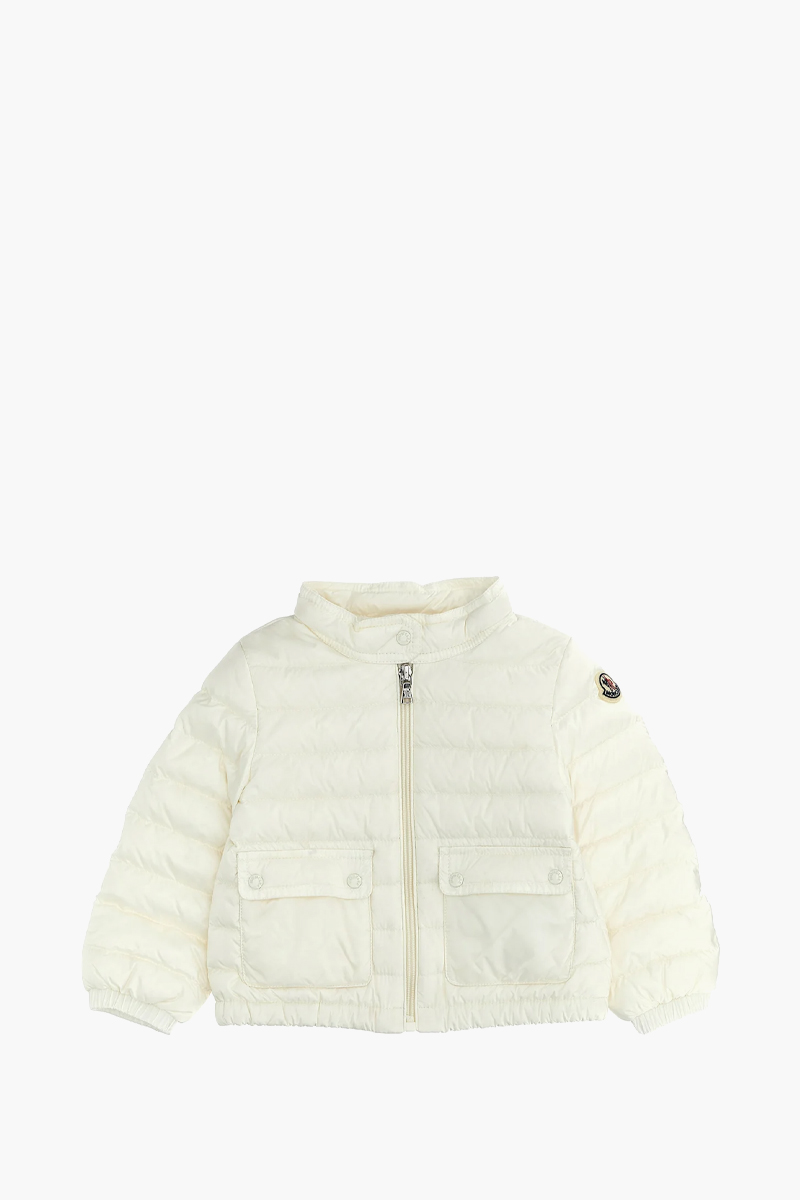 MONCLER Children Lans Down Jacket in White Recycled Longue Saison with Hoodie 0