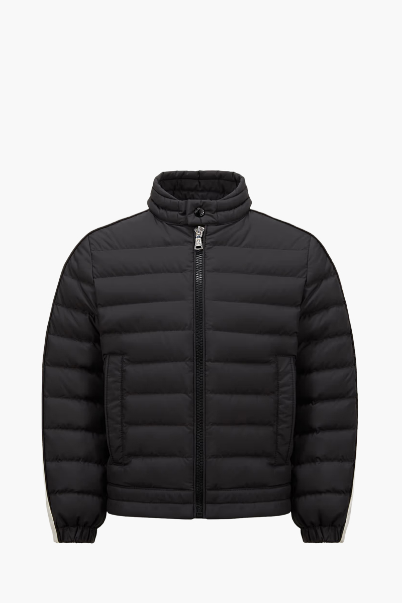 MONCLER Children Jacobus Down Biker Jacket in Black Recycled Polyester 0