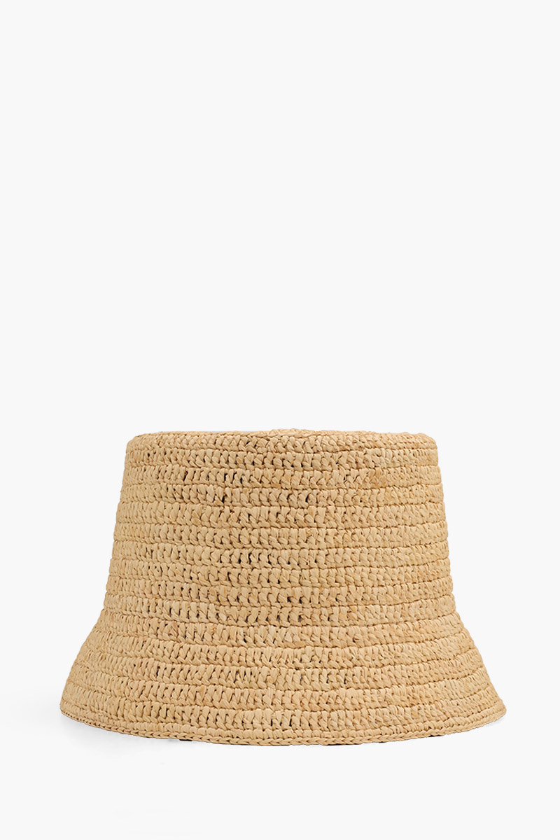 LOEWE Embroidered Logo Bucket Hat in Natural Raffia 1