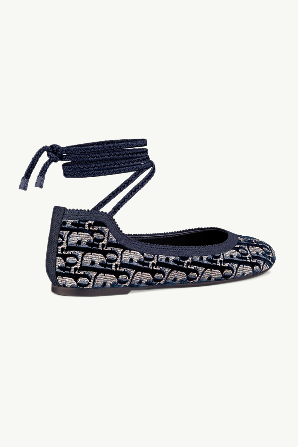 CHRISTIAN DIOR Oblique Poeme Laced Ballerina in Deep Blue Multicolors Embroidered Velvet 2