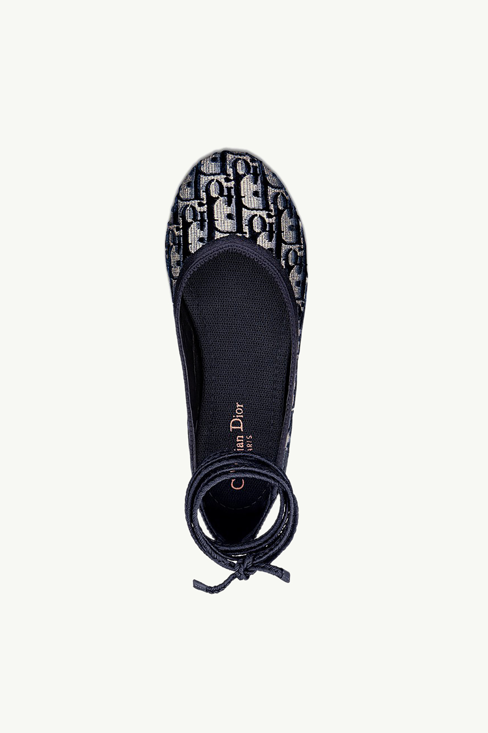 CHRISTIAN DIOR Oblique Poeme Laced Ballerina in Deep Blue Multicolors Embroidered Velvet 3