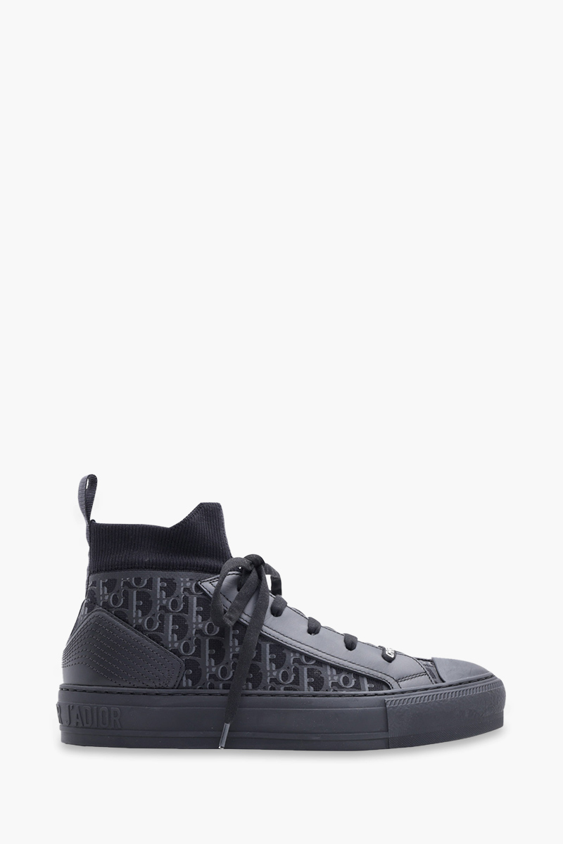 CHRISTIAN DIOR Walk n Dior Oblique Mid Top Sneakers in All Black 0