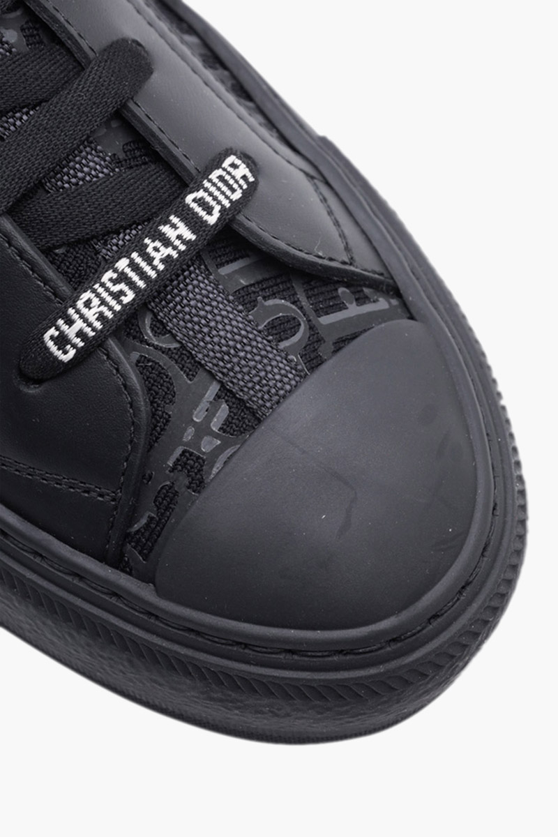 CHRISTIAN DIOR Walk n Dior Oblique Mid Top Sneakers in All Black 3