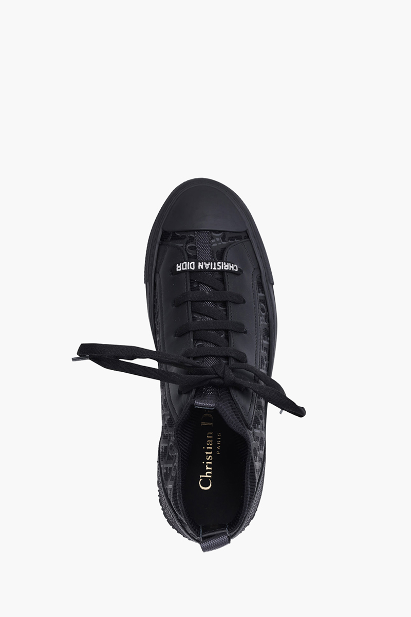 CHRISTIAN DIOR Walk n Dior Oblique Mid Top Sneakers in All Black 4