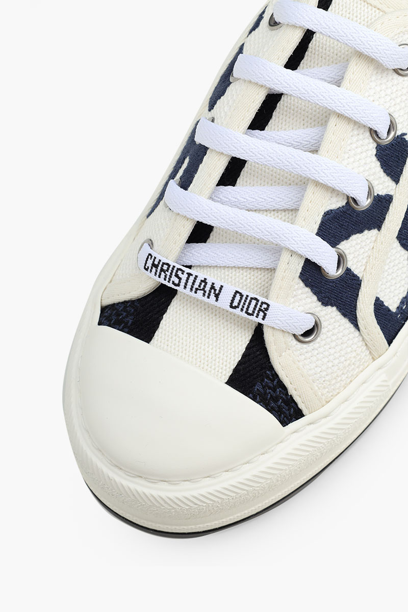 CHRISTIAN DIOR Walk Platform Sneakers in White/Deep Blue Cotton with Miss Dior Graffiti Motif 4