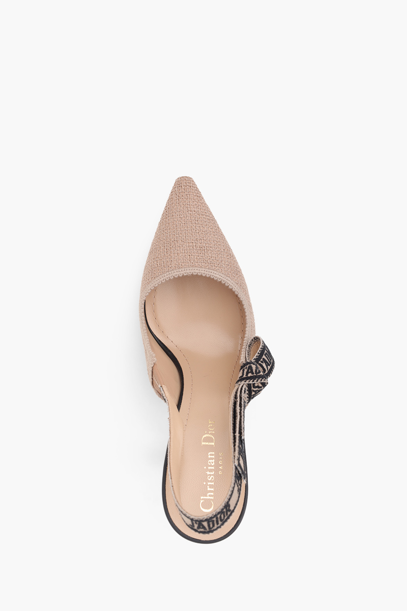 CHRISTIAN DIOR J'Adior Slingback Pumps 100mm in Blush Embroidered Jute Canvas 3