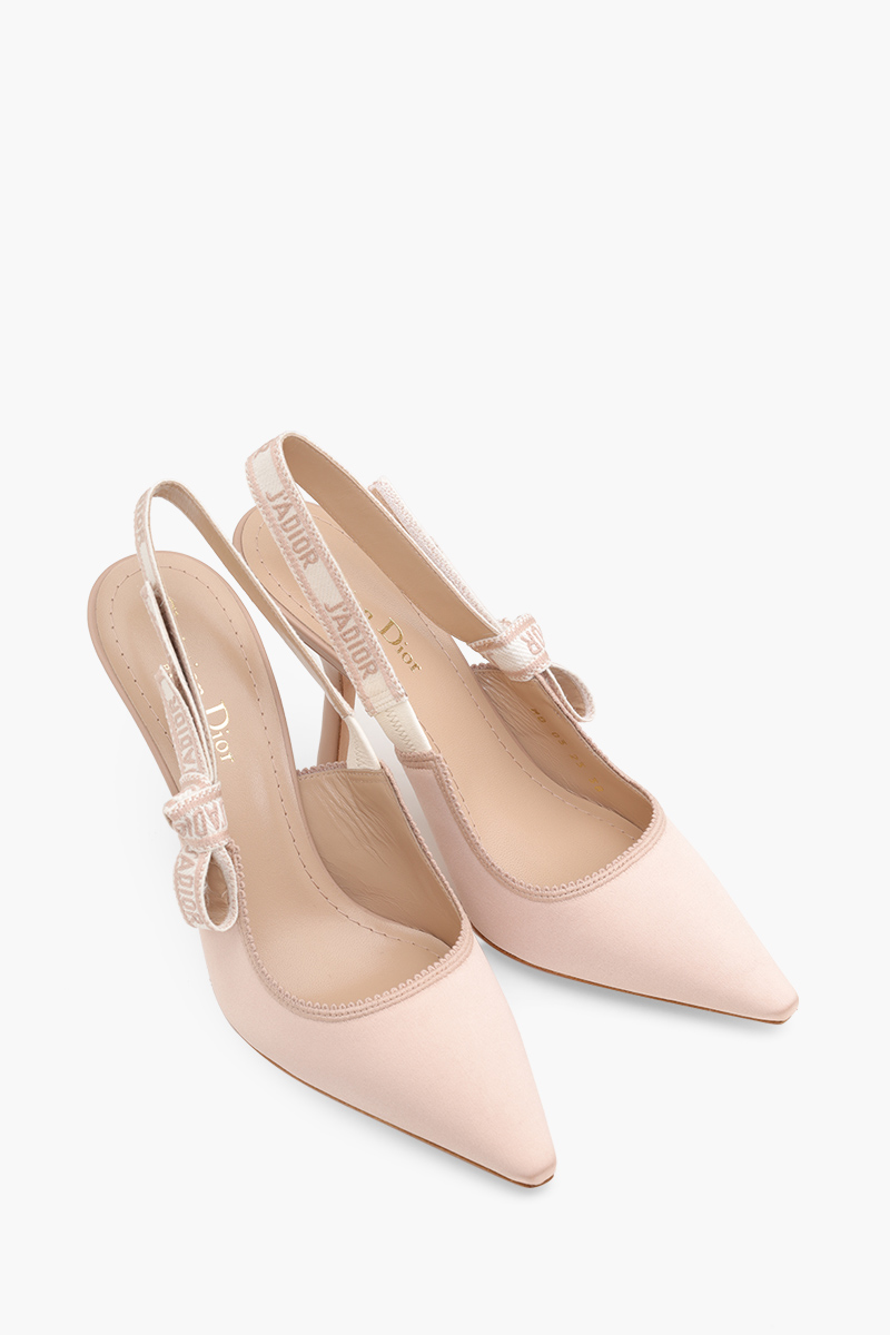 CHRISTIAN DIOR J'Adior Slingback Pumps 100mm in Nude Embroidered Satin and Cotton 1