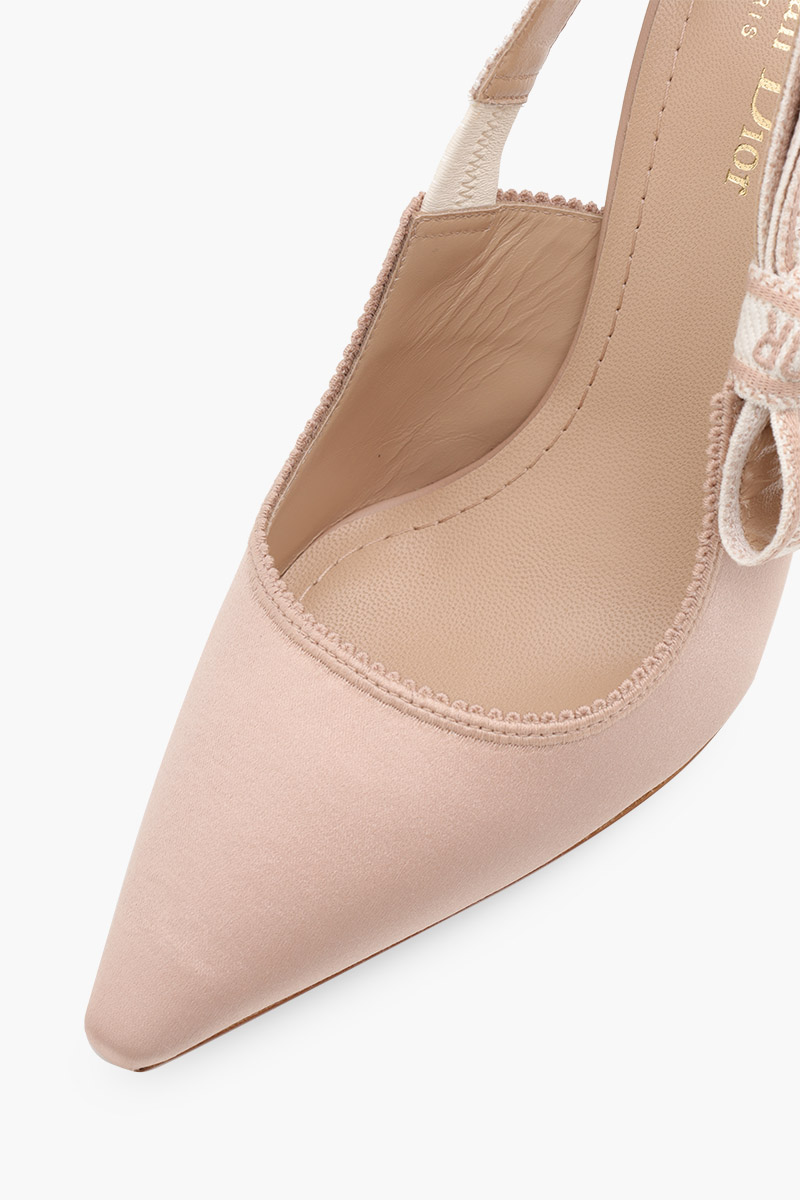 CHRISTIAN DIOR J'Adior Slingback Pumps 100mm in Nude Embroidered Satin and Cotton 4