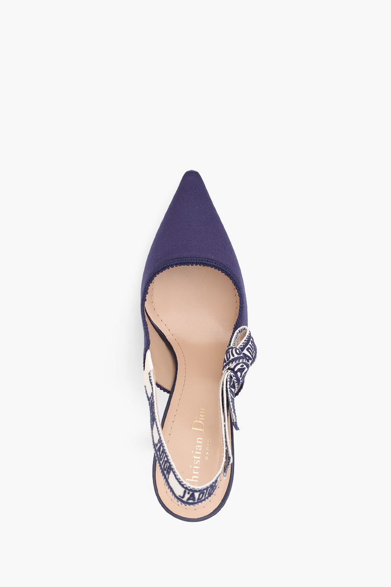 CHRISTIAN DIOR J'Adior Slingback Pumps 100mm in Ocean Blue Embroidered Satin and Cotton 3