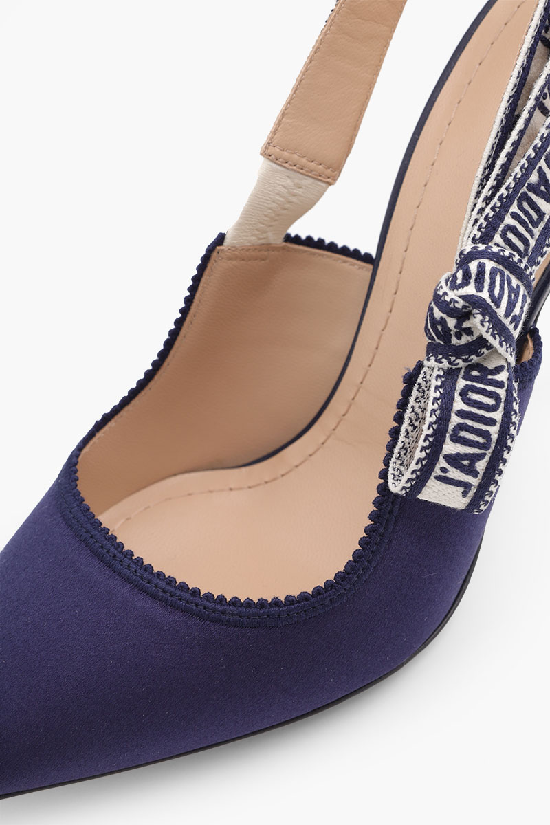CHRISTIAN DIOR J'Adior Slingback Pumps 100mm in Ocean Blue Embroidered Satin and Cotton 4