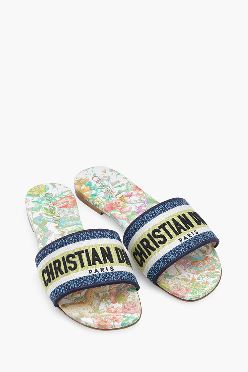 CHRISTIAN DIOR Dway D-Constellation Embroidered Mules in White Multicolor 1
