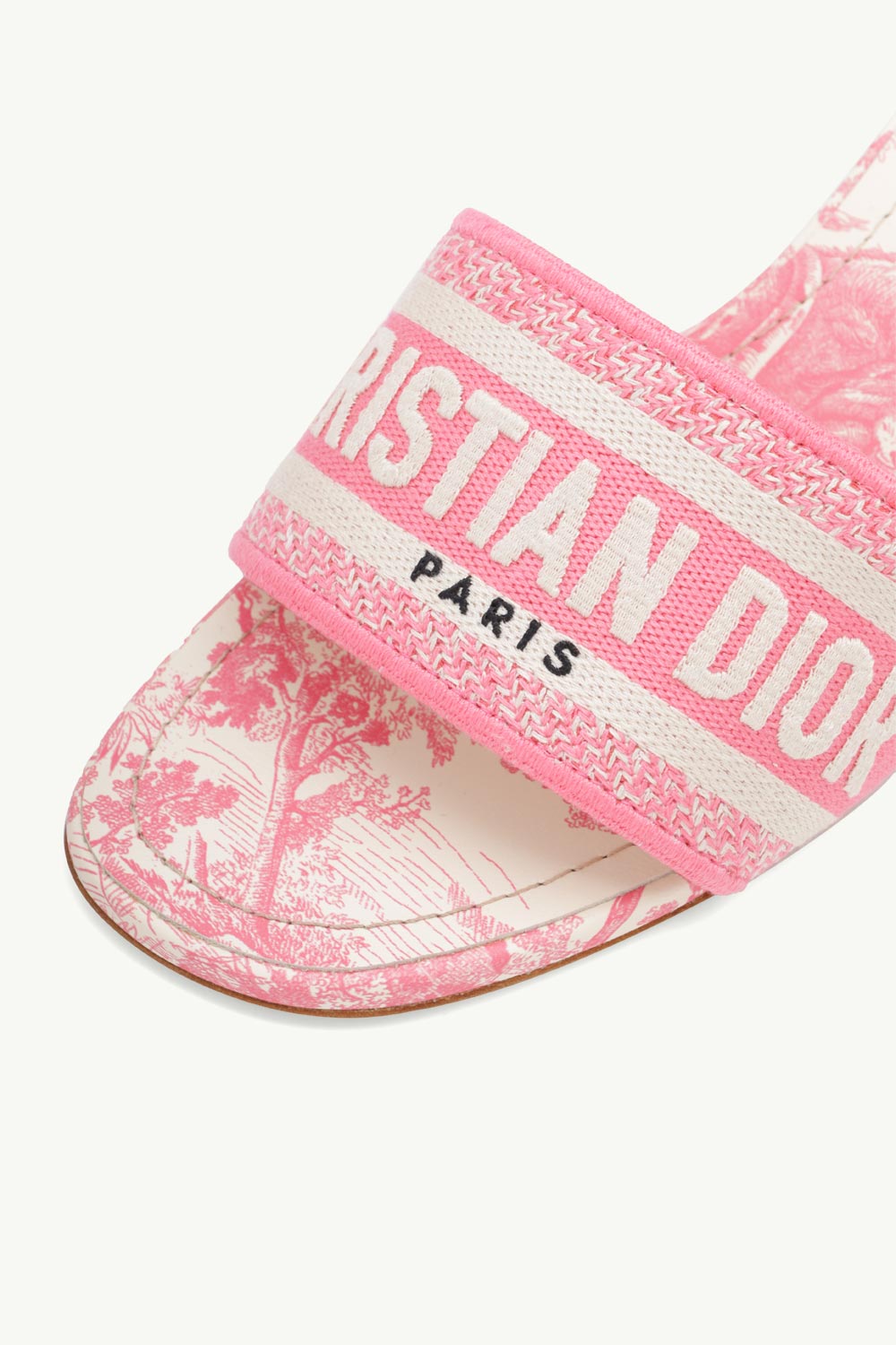 CHRISTIAN DIOR Dway Toile De Jouy Embroidered Mules 40mm in Peony Pink 4