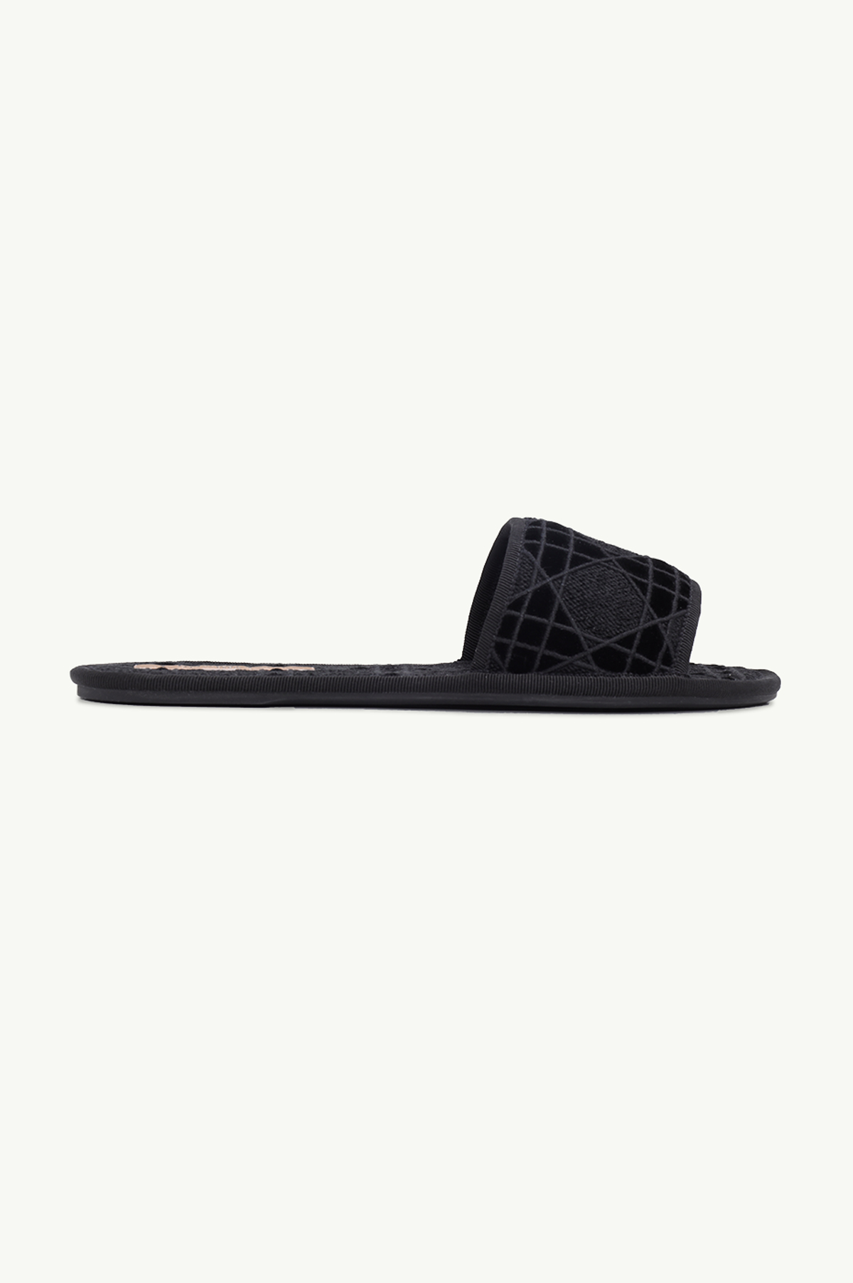 CHRISTIAN DIOR Chez Moi Slide in Black Cannage Embroidered Velvet 0