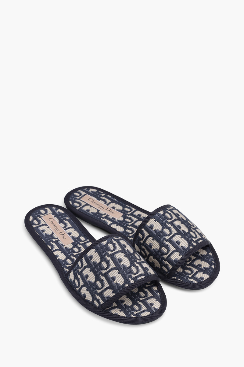 CHRISTIAN DIOR Oblique Embroidered Chez Moi Slide in Deep Blue Multicolor 1