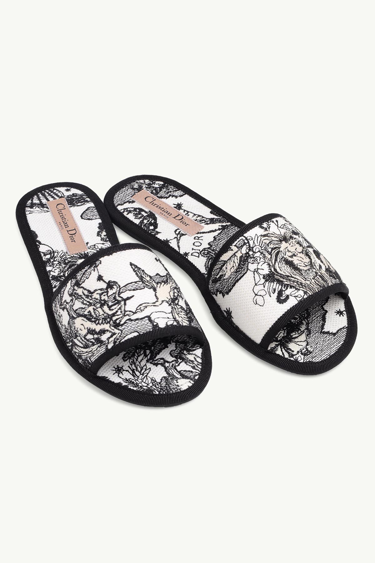 CHRISTIAN DIOR Zodiac Embroidered Chez Moi Slide in Black/White 1