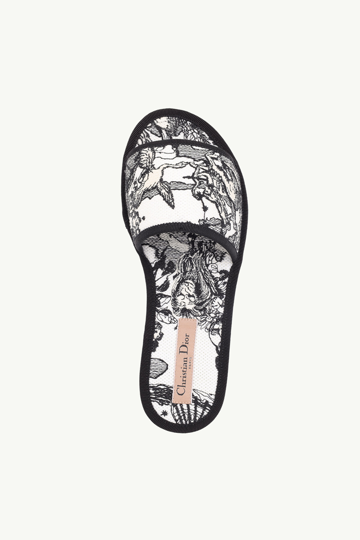 CHRISTIAN DIOR Zodiac Embroidered Chez Moi Slide in Black/White 3