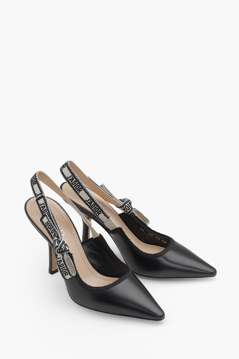 CHRISTIAN DIOR J'adior Slingback Pumps 100mm in Black Calfskin 1