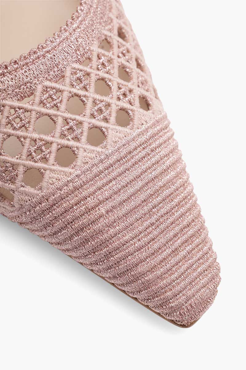 CHRISTIAN DIOR Capture Cannage Embroidery Heeled Mules 100mm Rose Des Vents Metallic Mesh 4