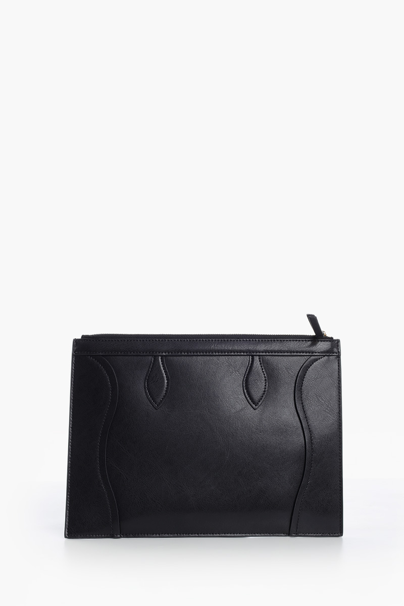 CELINE Medium Pouch in Black Glossy Calfskin 2