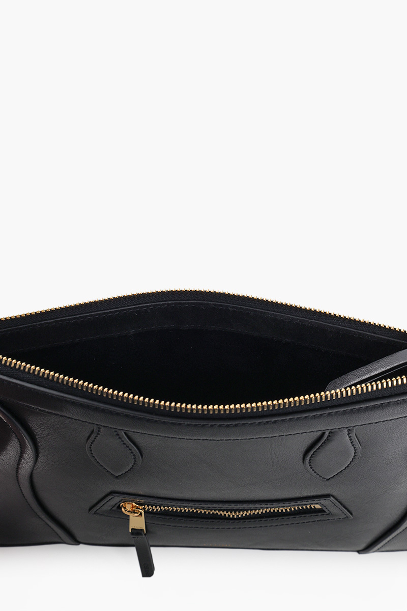CELINE Medium Pouch in Black Glossy Calfskin 3