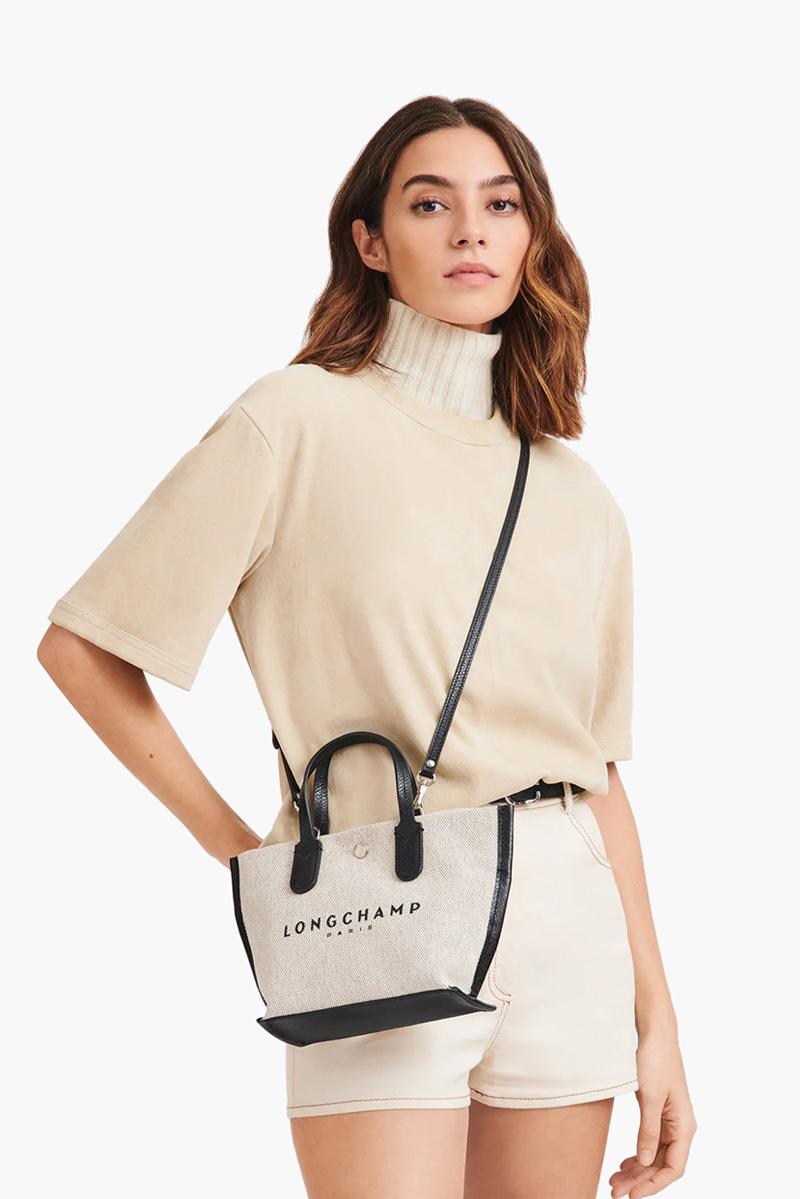 LONGCHAMP Essentiall XS Handbag in Ecru Canvas with Adjustable Shoulder Strap 1