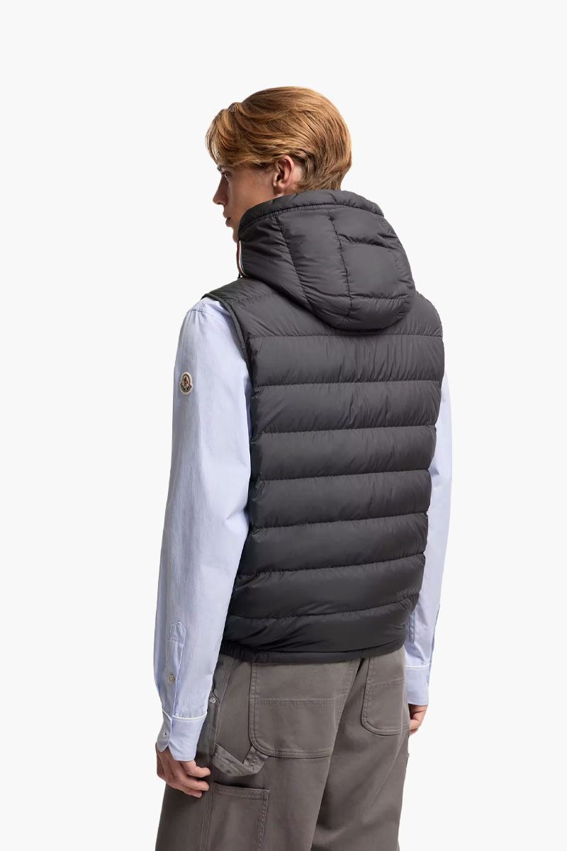 MONCLER Men Marseillan Sleeveless Hooded Down Jacket in Black Nylon 2