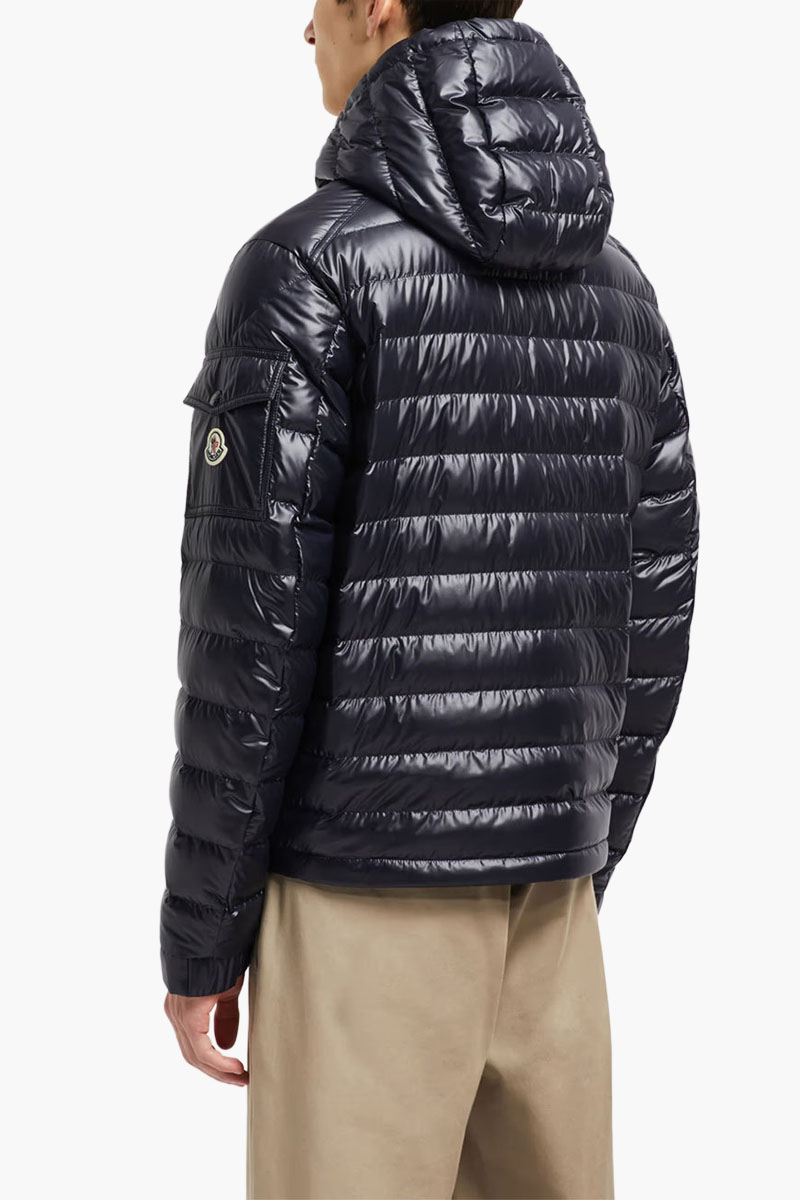 MONCLER Men Lauros Short Hooded Down Jacket in Blue Nylon 3