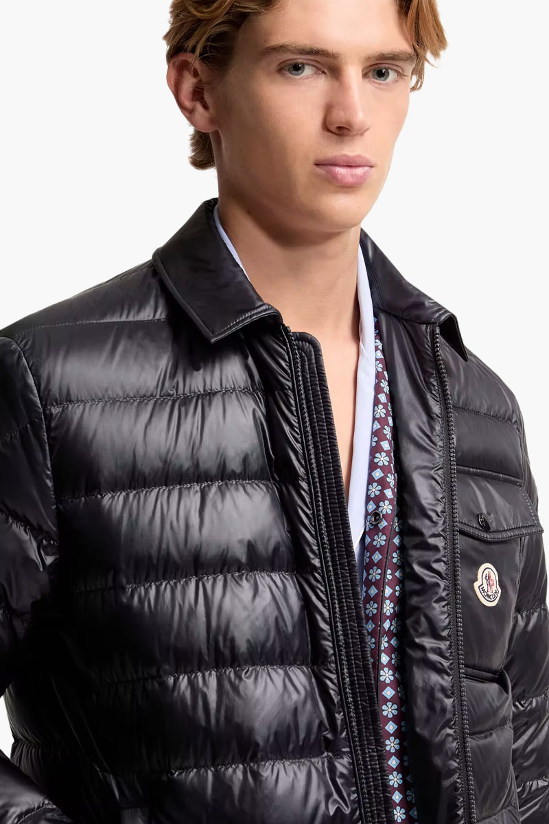 MONCLER Men Mourillon Short Down Jacket in Blue Nylon 3