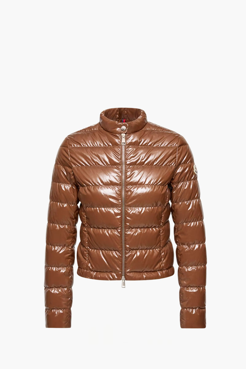 MONCLER Women Pappilion Short Butterfly Puffer Jacket in Brown Nylon 0