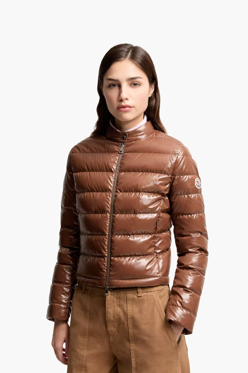 MONCLER Women Pappilion Short Butterfly Puffer Jacket in Brown Nylon 1