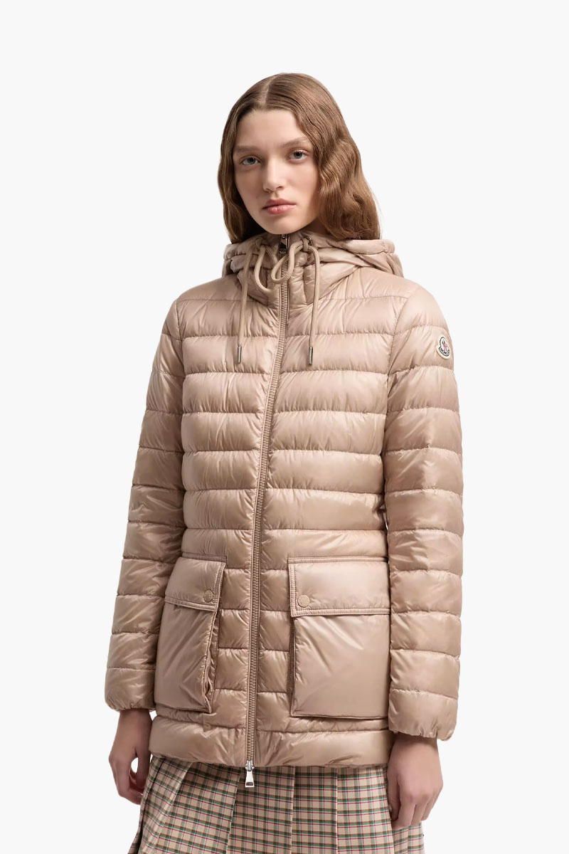 MONCLER Women Jasmin Short Down Jacket in Light Beige Nylon 1