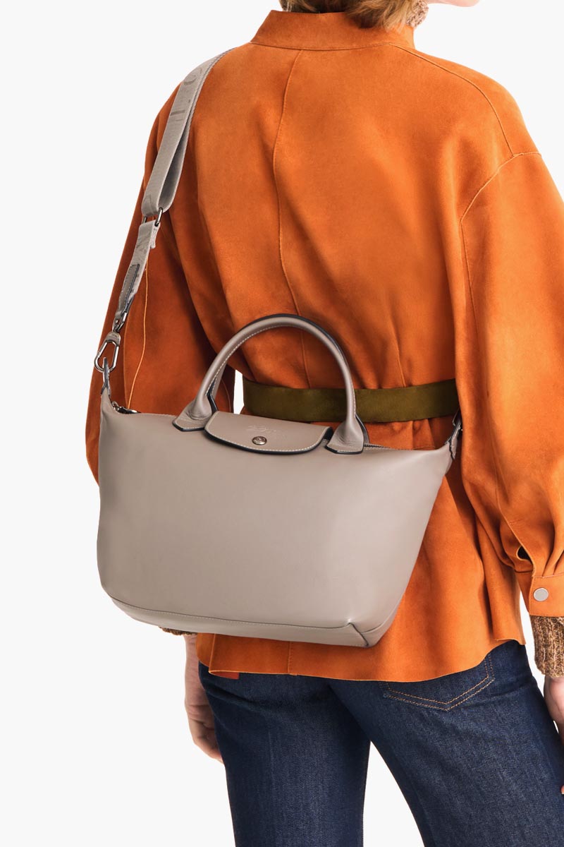 LONGCHAMP Small Le Pliage Xtra Handbag in Turtledove Cowhide Leather 3