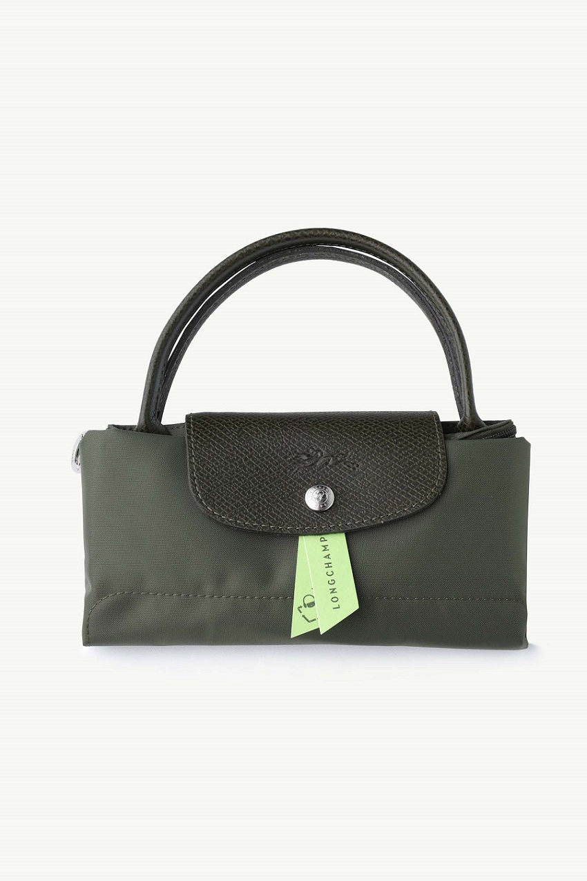 LONGCHAMP Small Le Pliage Green Top Handle Bag in Forest Recycled Canvas 3