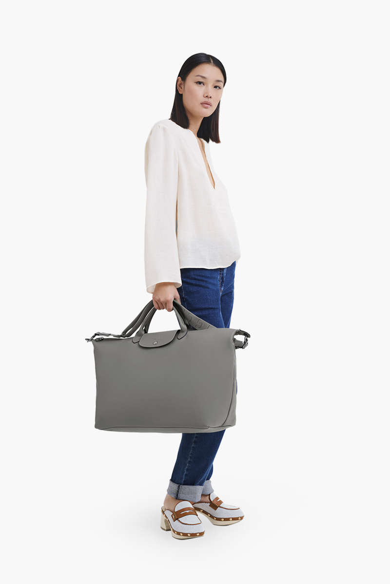 LONGCHAMP Small Le Pliage Xtra Travel Bag in Turtledove Leather 3