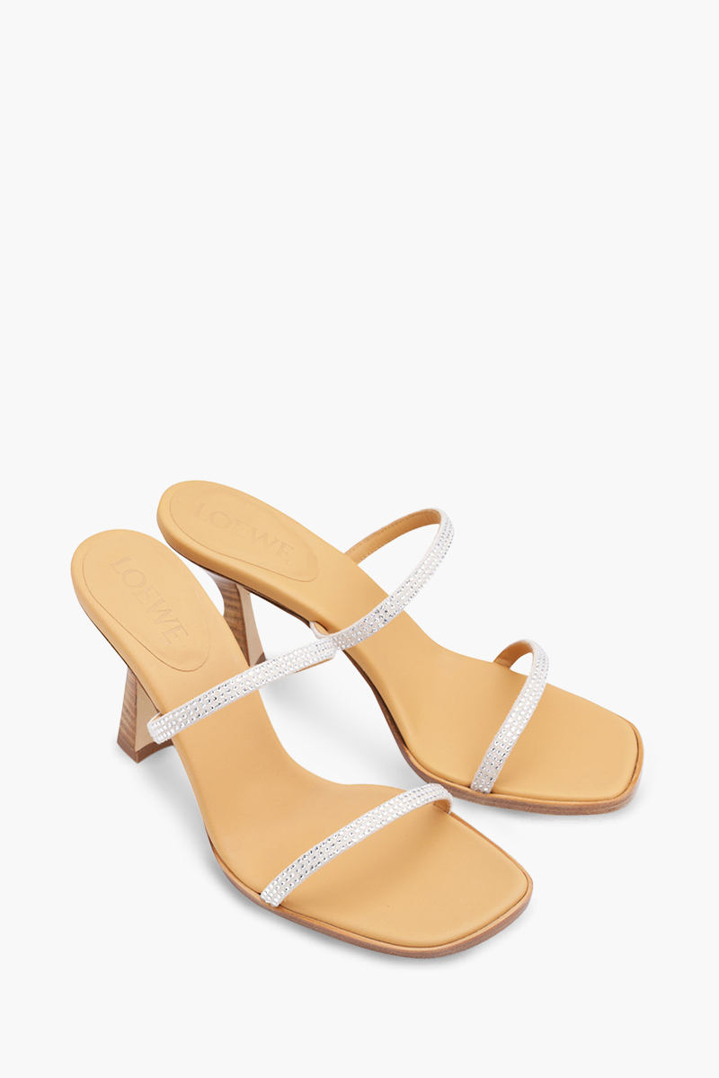 LOEWE Women Strappy Sandals 90mm in Plata/Silver with Crystals 1