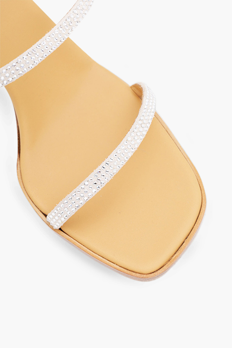 LOEWE Women Strappy Sandals 90mm in Plata/Silver with Crystals 3