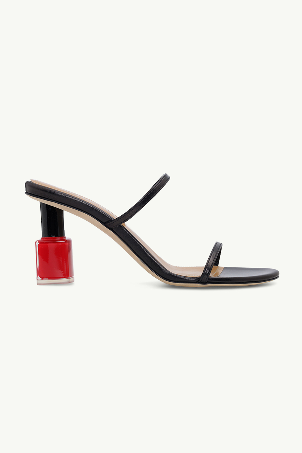 LOEWE Women Nail Polish Heels 8cm Sandals in Black Goatskin 0