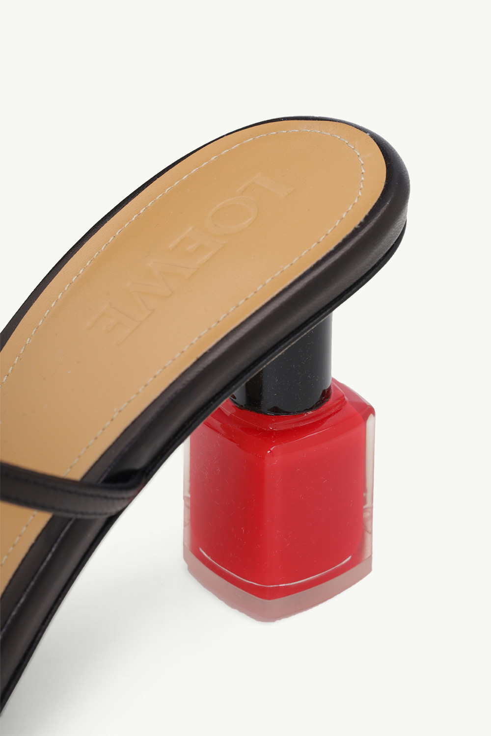 LOEWE Women Nail Polish Heels 8cm Sandals in Black Goatskin 4