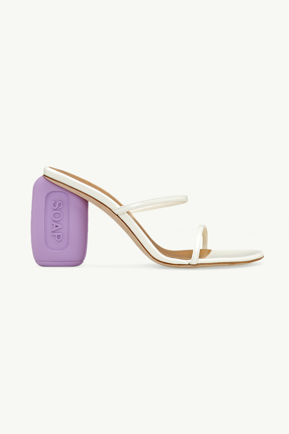 LOEWE Women Soap Heels 9cm Sandals in White/Lavende Goatskin 0